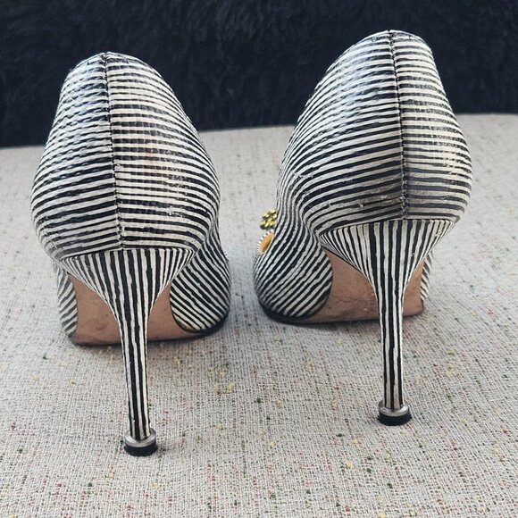 Manolo Blahnik Women Heels Sandal Crystal-embellished Pumps Shoes Italy Size 35 - Picture 8 of 12